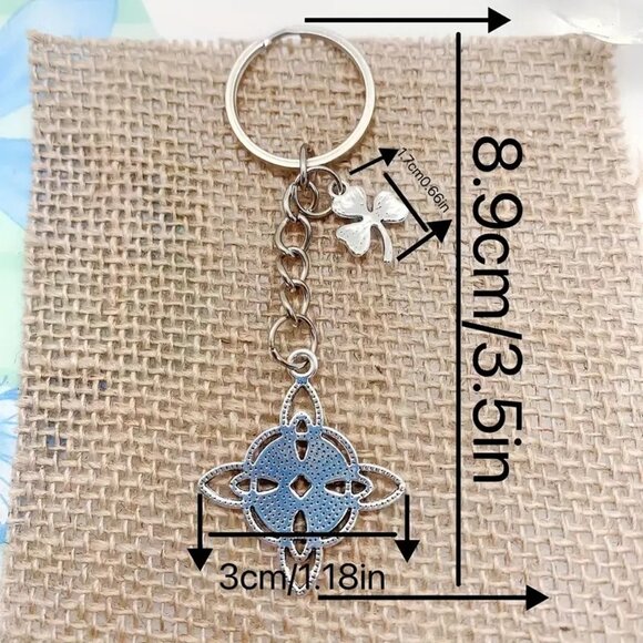 Bag Charm Keychain Celtic Shamrock Purse Witch Knot Viking Irish Clover Trendy - Picture 4 of 4